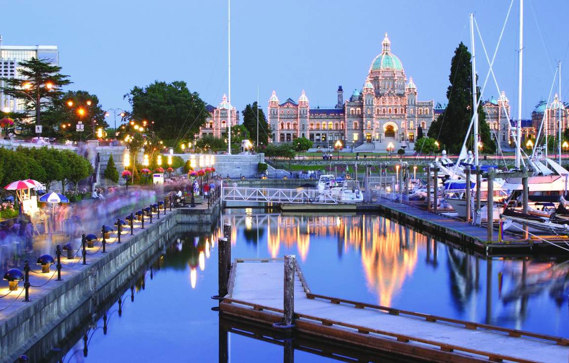 Best Of The West Alaska Cruise Canada First Class Holidays   IStock Victoria Inner Harbour Night Cmyk 